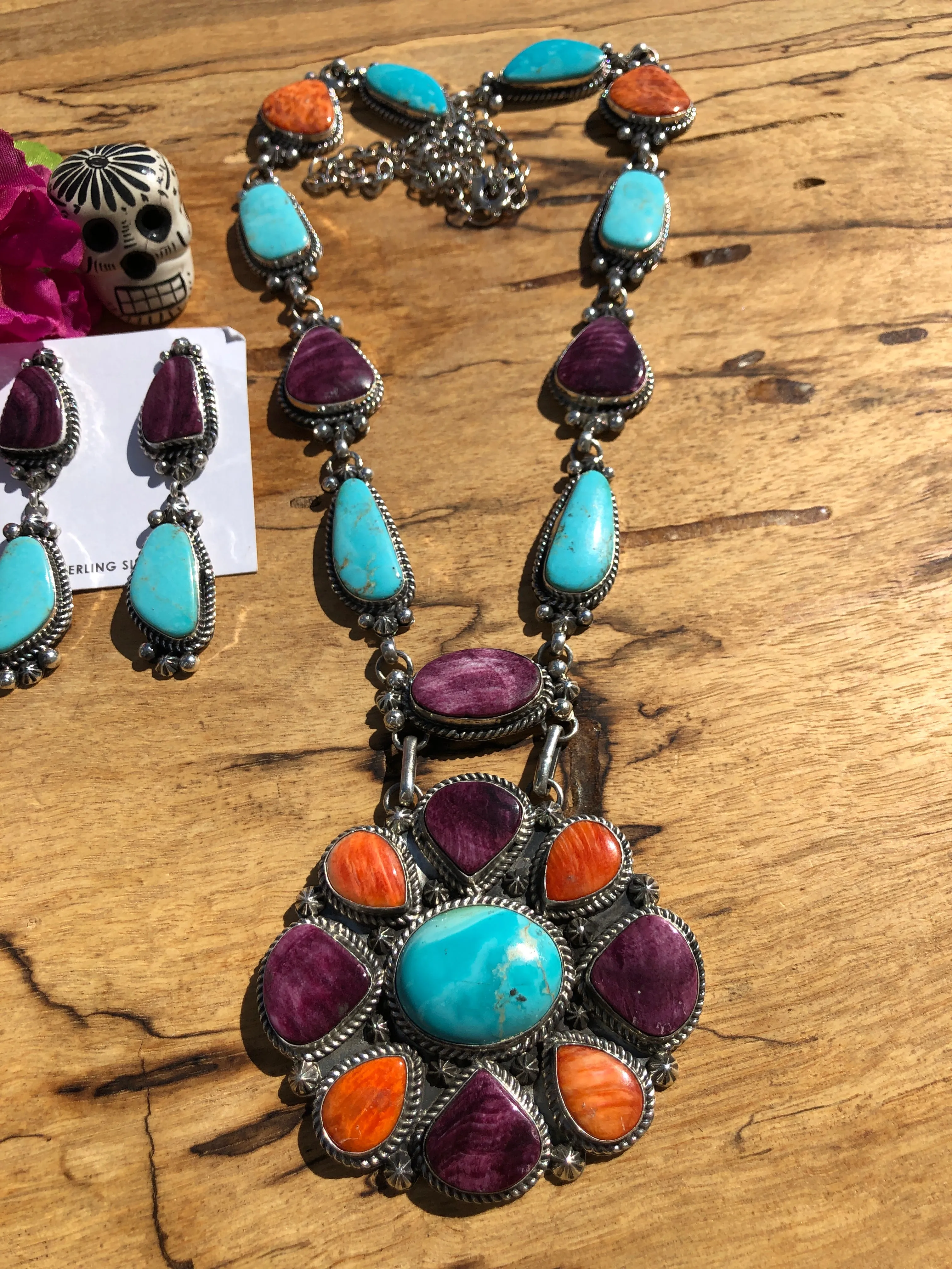 Multi-Stone Necklace And Earring Set