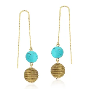 NEW - Golden Grass Sphere and Howlite Hook Earrings