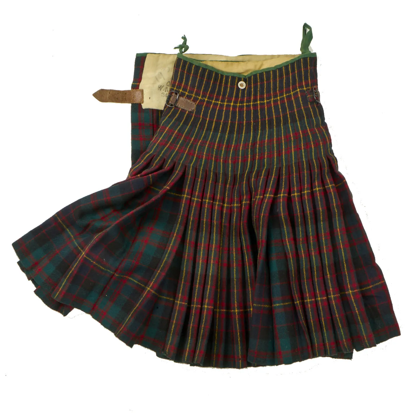 Original Scotland WWII Era Tartan Kilts for the Black Watch and Queens Own Cameron Highlanders with Accessories