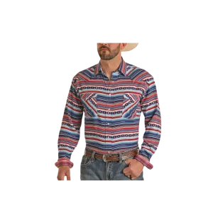 Panhandle Men's Roughstock Long Sleeve Button Down Burgundy Shirt