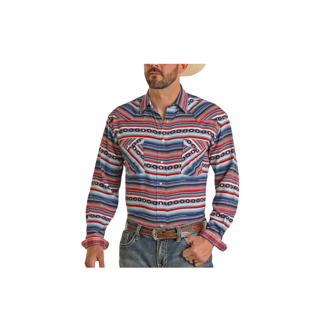 Panhandle Men's Roughstock Long Sleeve Button Down Burgundy Shirt