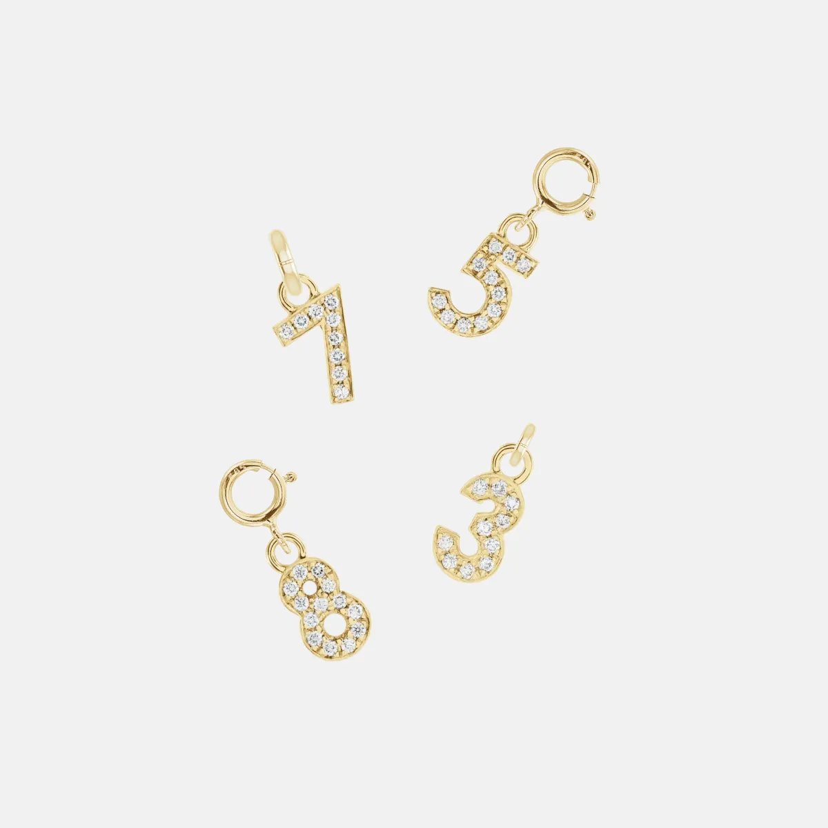 Pave Diamond Number Charms