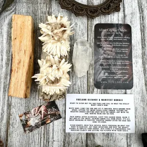 Sage Crystal Bundle with White Sage Palo Santo Clear Quartz / Foxlark Cleansing & Protection Kit