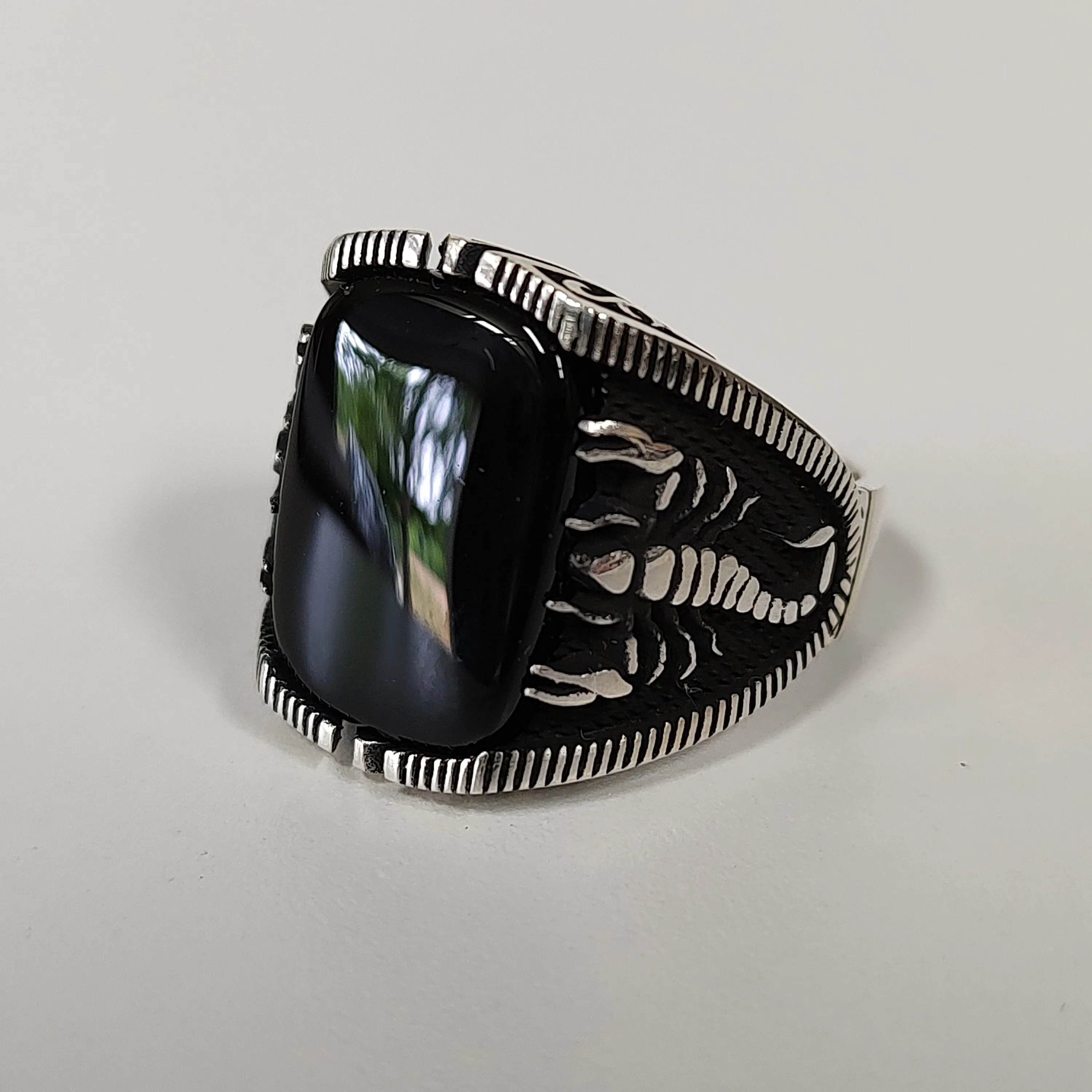 Scorpion & Onyx Signet Ring