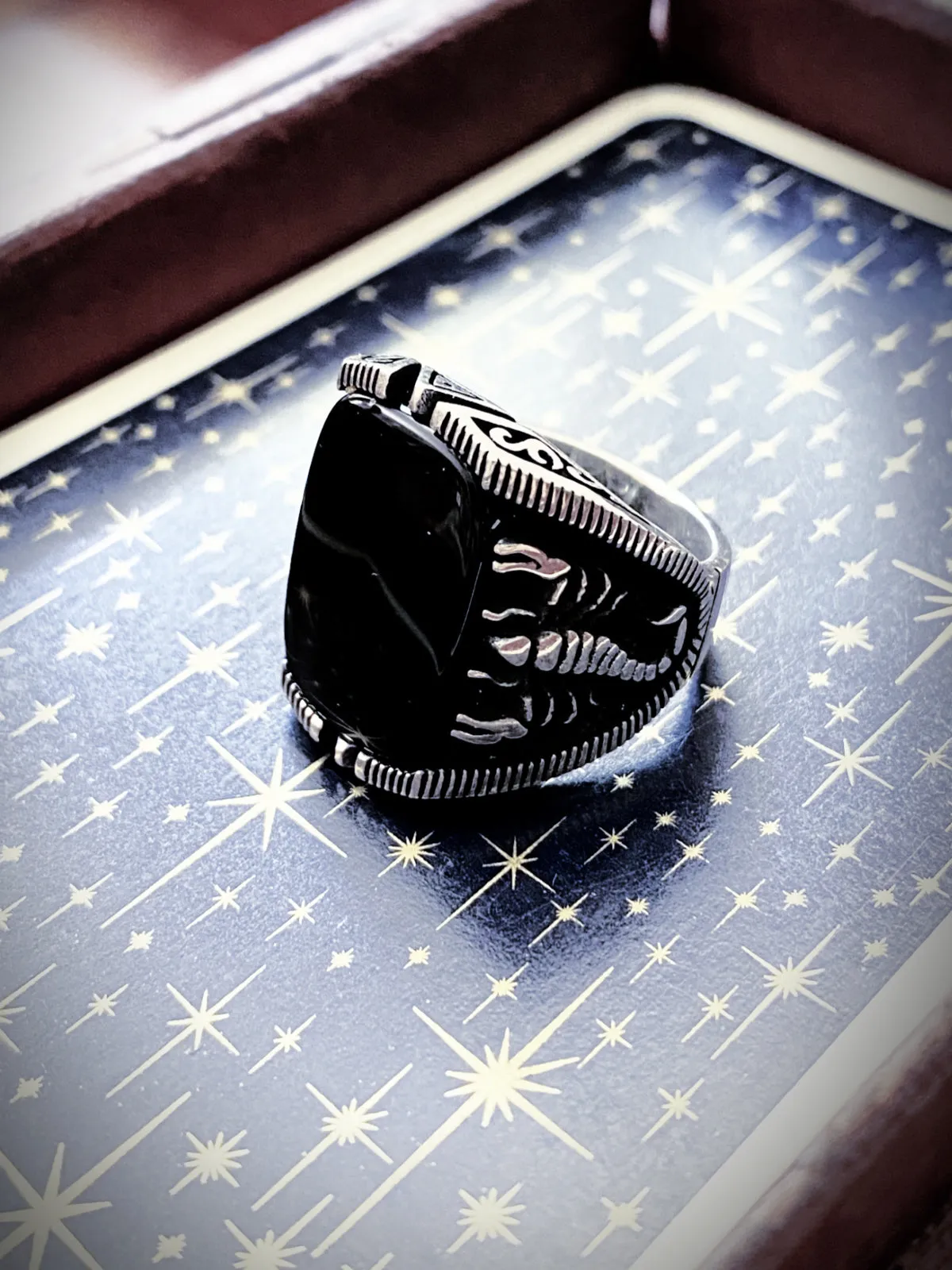 Scorpion & Onyx Signet Ring