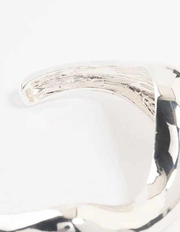 Silver Plated Molten Wrist Cuff Bracelet