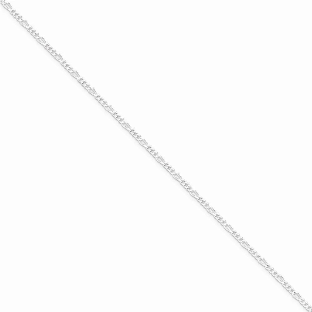 Silver Polished 2.50-mm Solid Figaro Chain