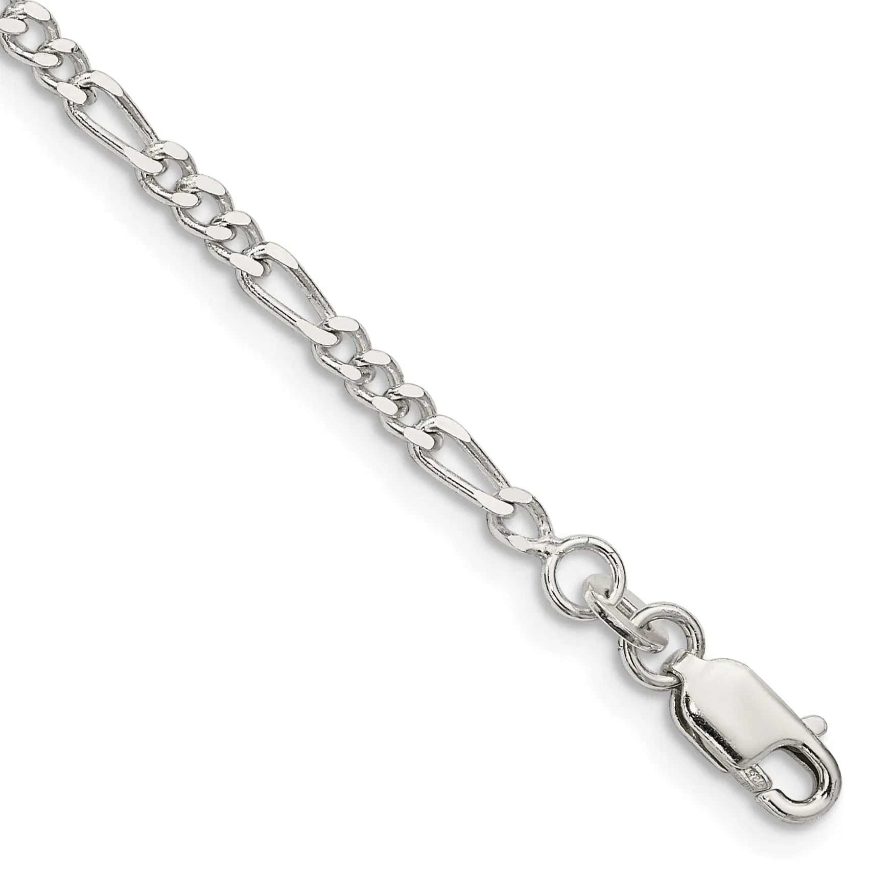 Silver Polished 2.50-mm Solid Figaro Chain