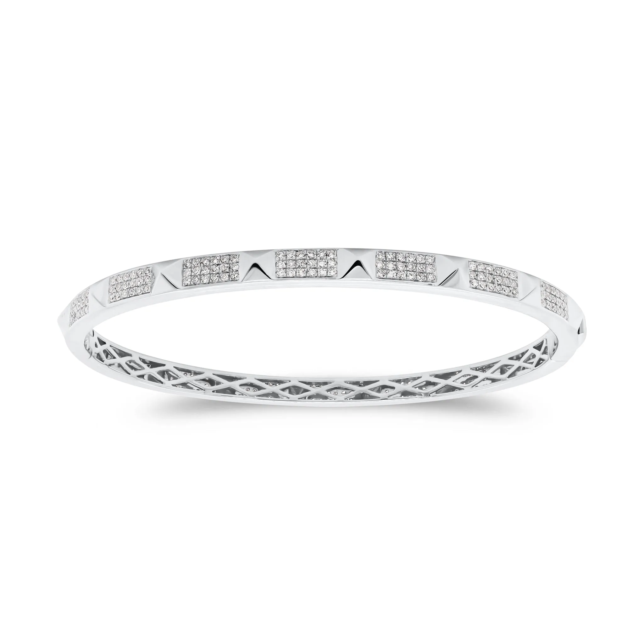 Skinny Pave Diamond Pyramid Stud Bangle Bracelet