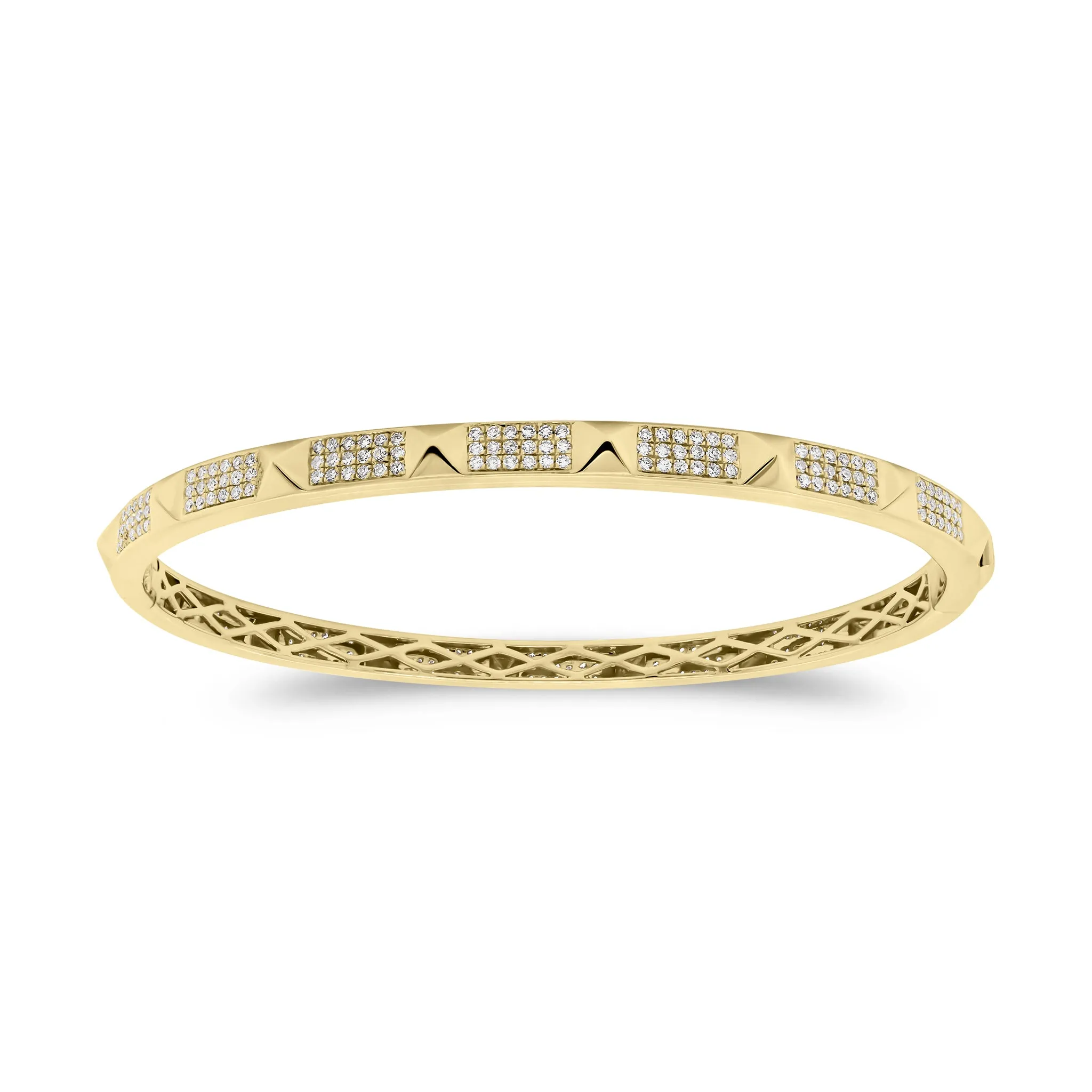 Skinny Pave Diamond Pyramid Stud Bangle Bracelet