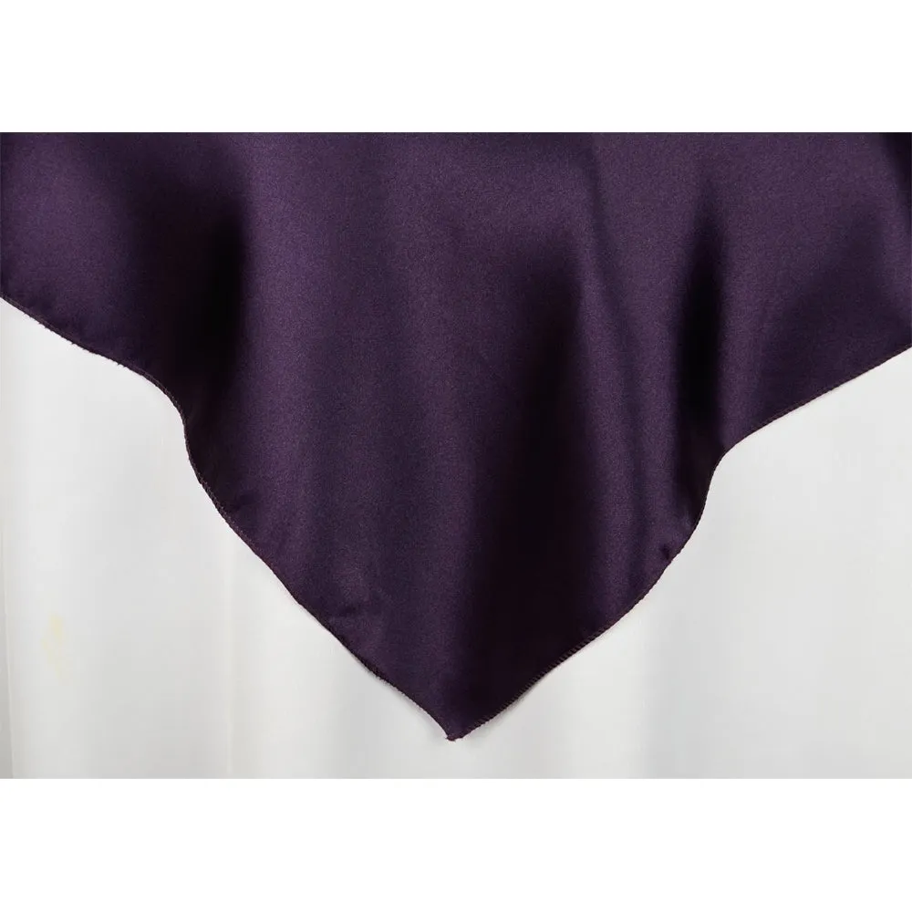 Square 54" Satin Table Overlay - Eggplant/Plum