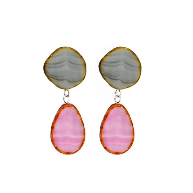 Statement Earrings, Drop on Circle Post, Teardrop with Circle