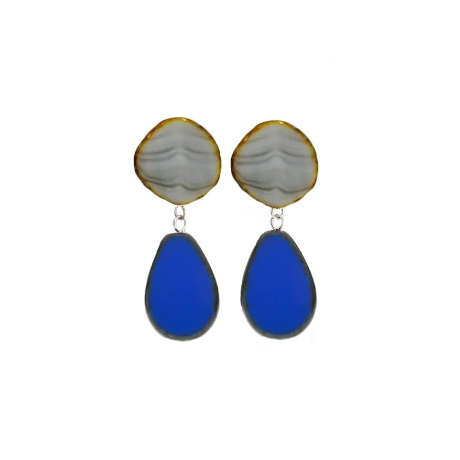 Statement Earrings, Drop on Circle Post, Teardrop with Circle