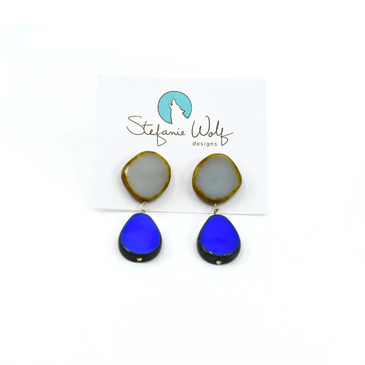 Statement Earrings, Drop on Circle Post, Teardrop with Circle