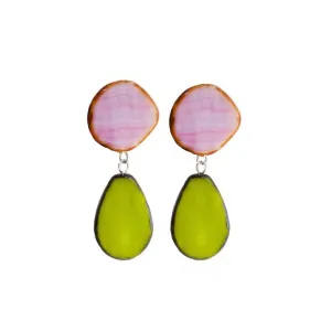 Statement Earrings, Drop on Circle Post, Teardrop with Circle