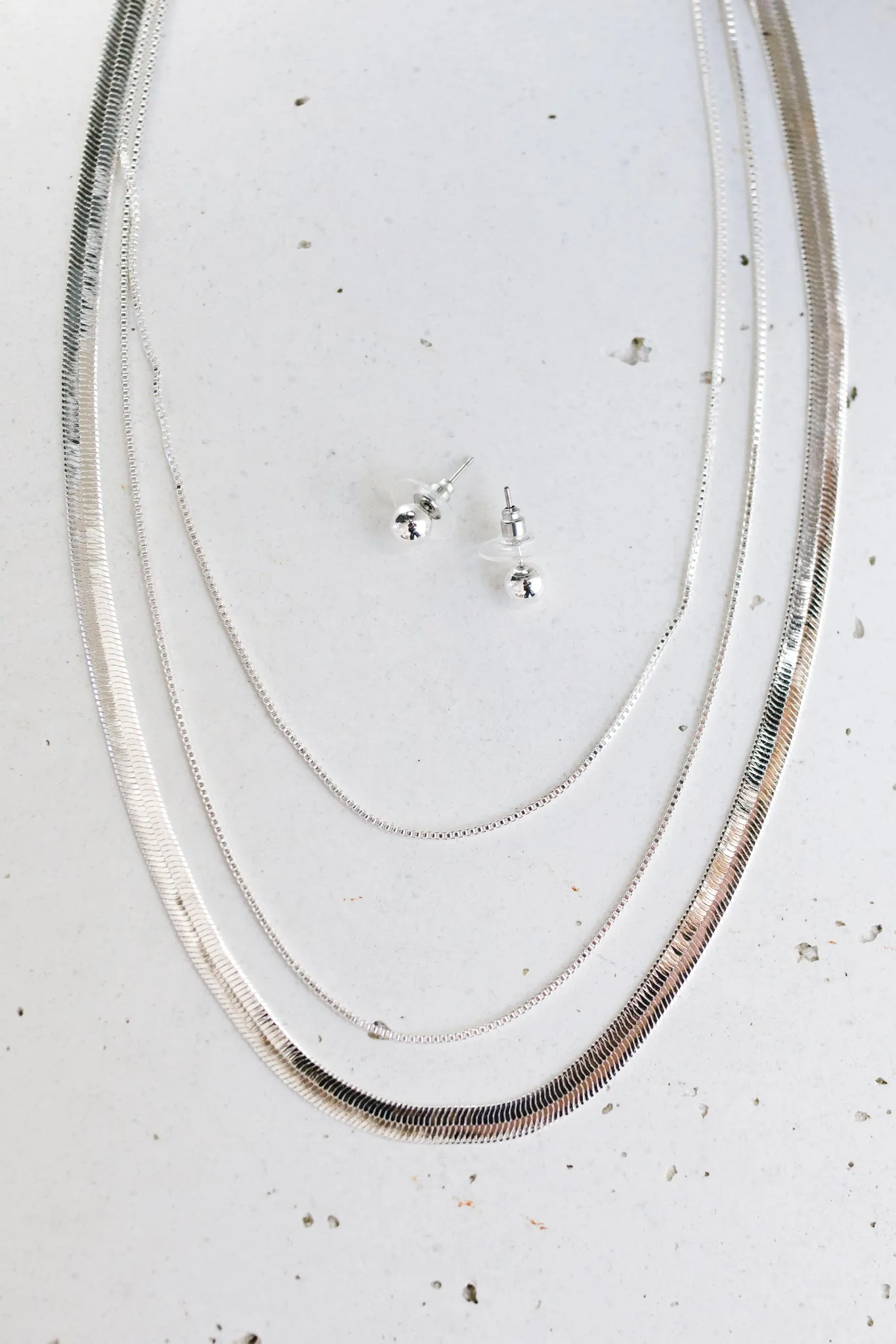 Triple Chain Necklace in Silver