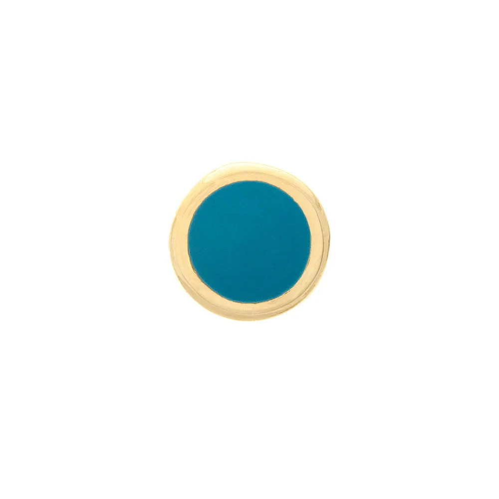 Turquoise Enamel Circle Stud Earrings