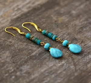 Turquoise Jasper Earrings – Bohemian Style, Semi-Precious Stones, Calming & Grounding