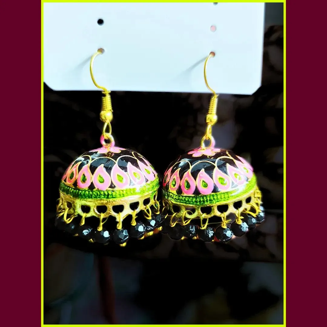 Vibrant Meenakari Jhumka Earrings