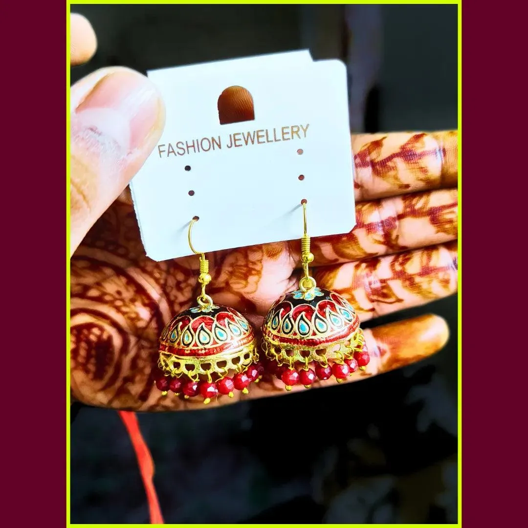 Vibrant Meenakari Jhumka Earrings