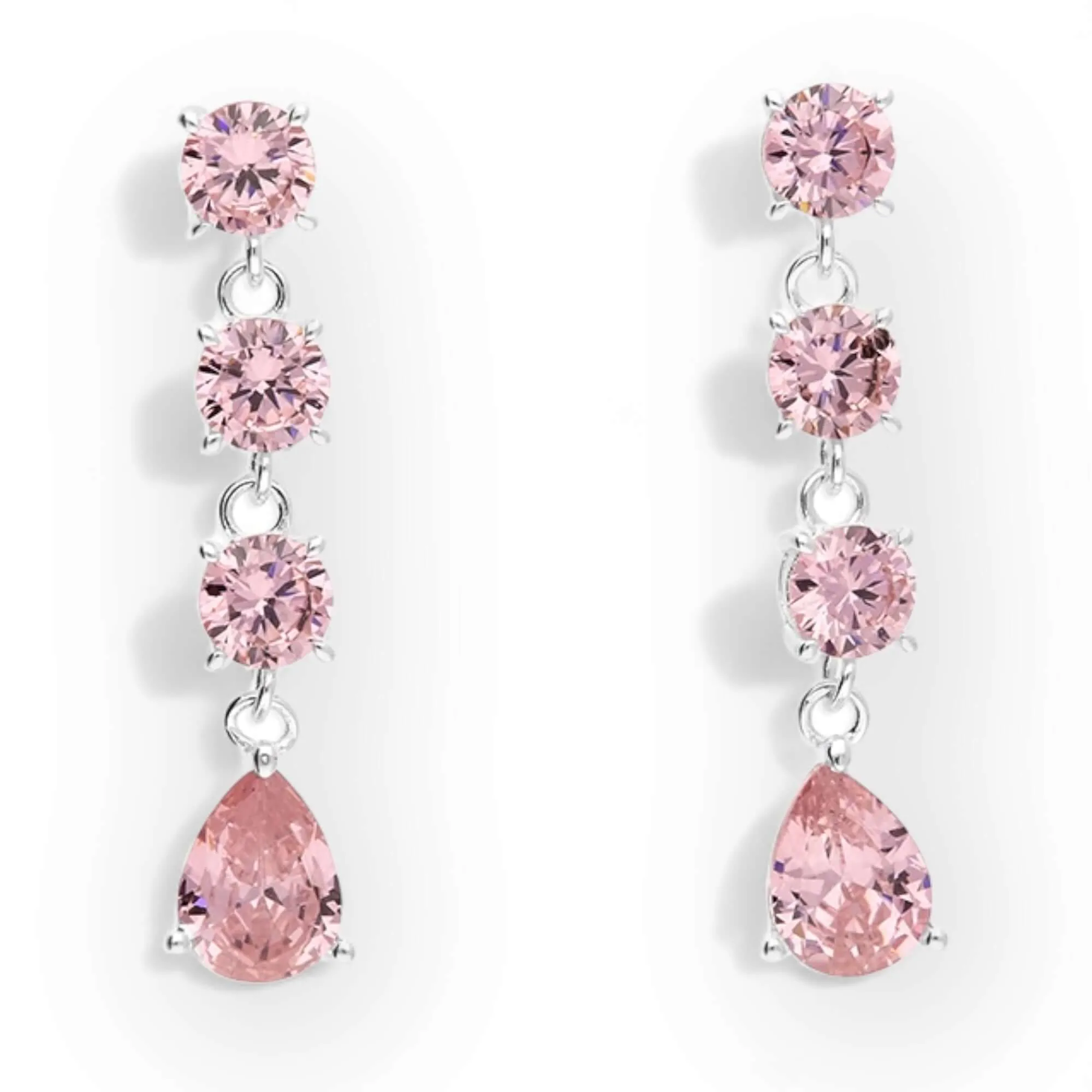 Vibrant Pear Cut Pink Zirconia Drop Earrings