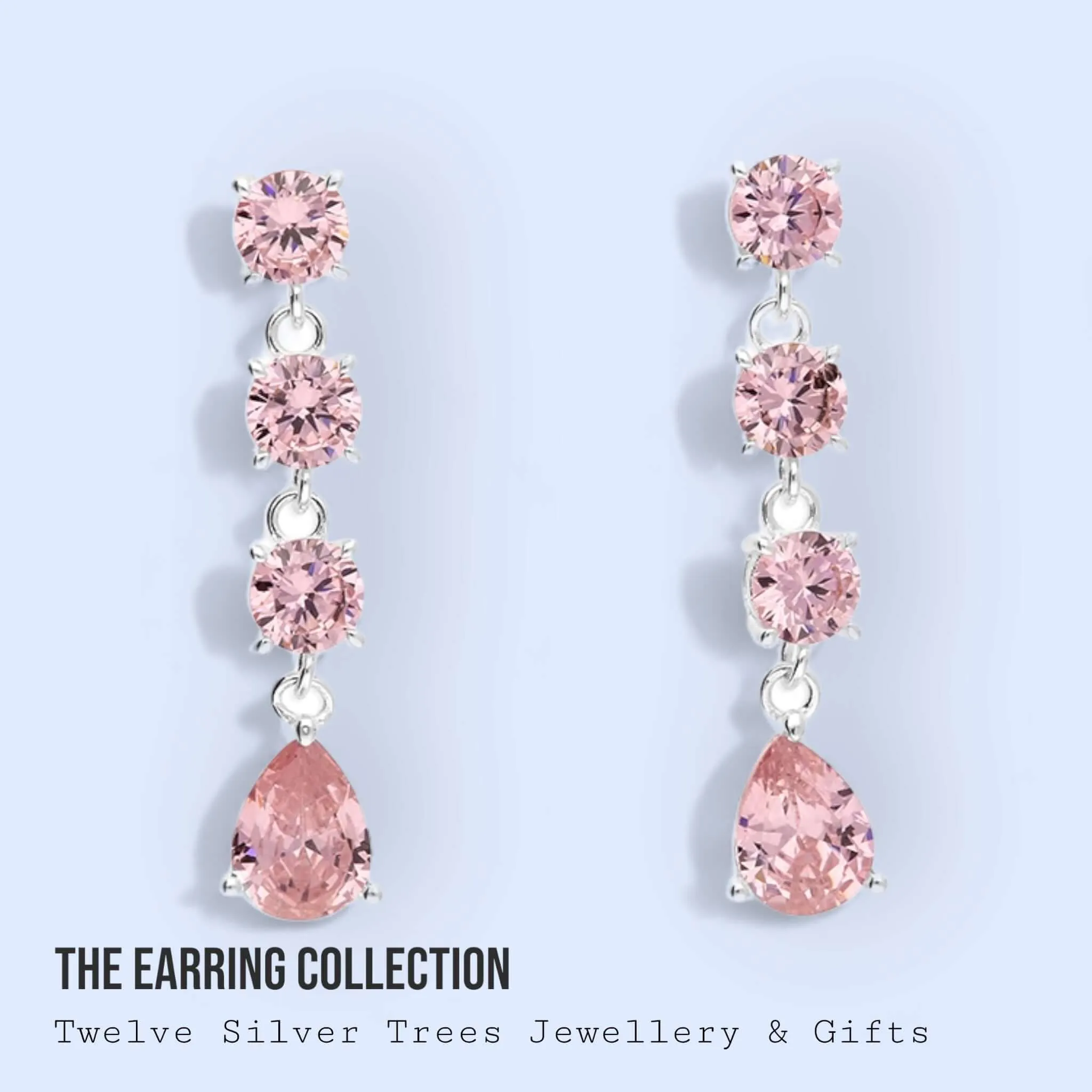 Vibrant Pear Cut Pink Zirconia Drop Earrings