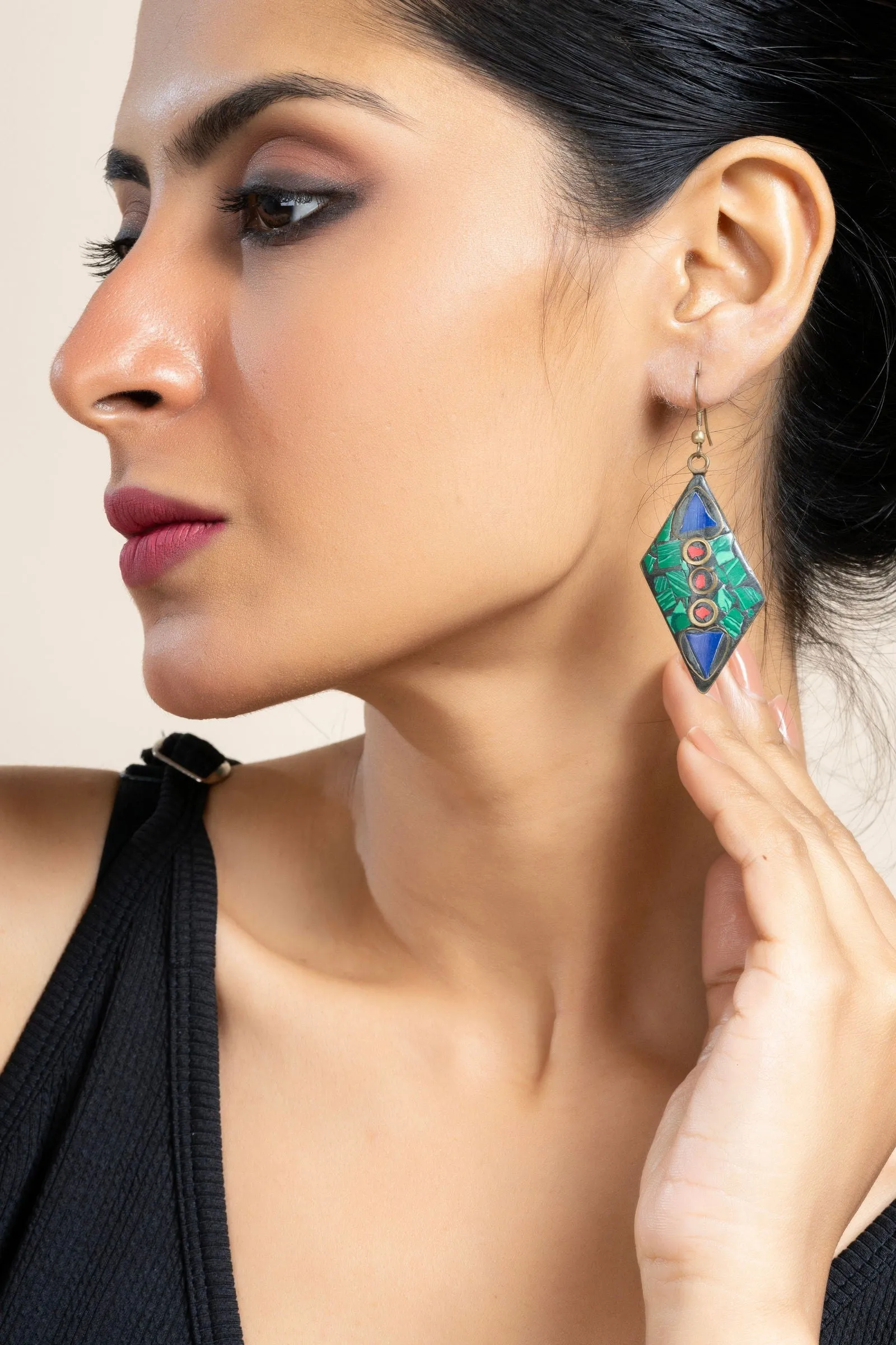 Vibrant Red, Blue, and Green Tibetan Earrings for Elegant Style and Gifting