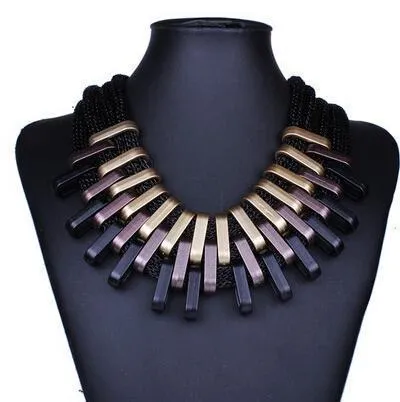 Vintage Silver/Gold/Black Choker Statement Necklace Women Bijoux Rope Chain Geometric Necklaces & Pendants Big Chunky Necklaces