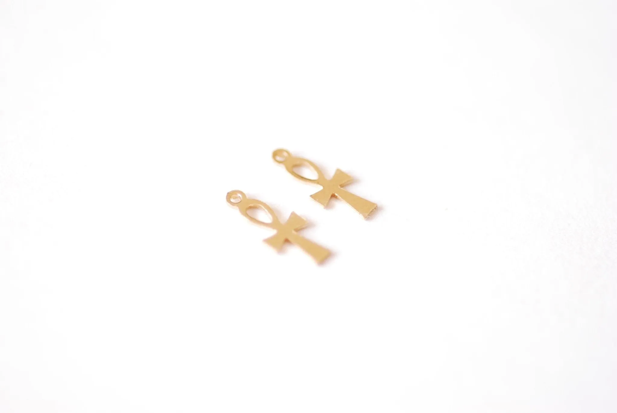 Wholesale 2 PCS Gold Filled or Sterling Silver Cross - Gold Silver Egyptian Ankh Life Charm Tiny Crosses  Gold Filled Charms Findings