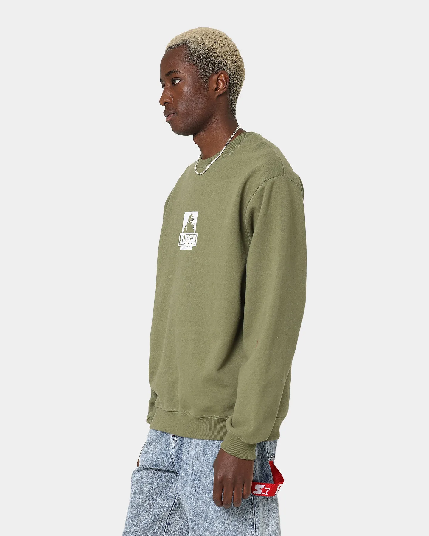 XLARGE 91 Crewneck Fatigue Green/White