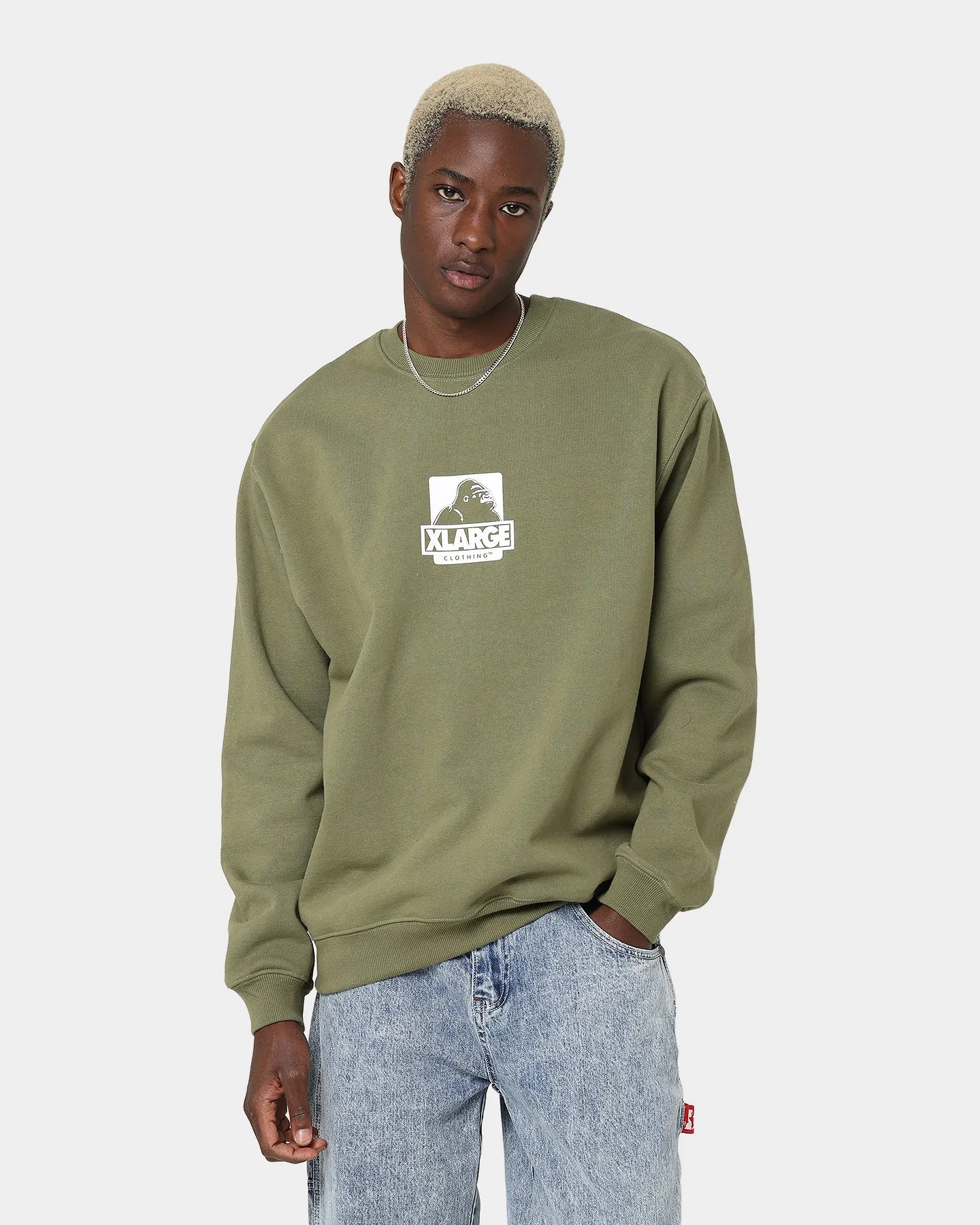 XLARGE 91 Crewneck Fatigue Green/White